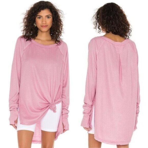 Free People Snowy Thermal Top Mink Tink Pink - Picture 1 of 8